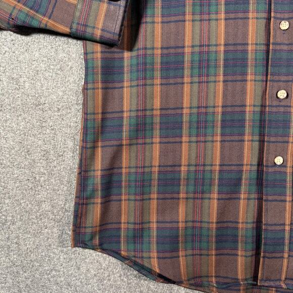 Sir Pendleton Shirt Mens Medium Brown Green Plaid Virgin Wool Button Down - Picture 10 of 16